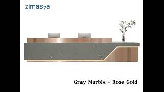 High-End Lobby Front Desk Reception with Stainless Steel #zimasya #reception #desk #officefurniture