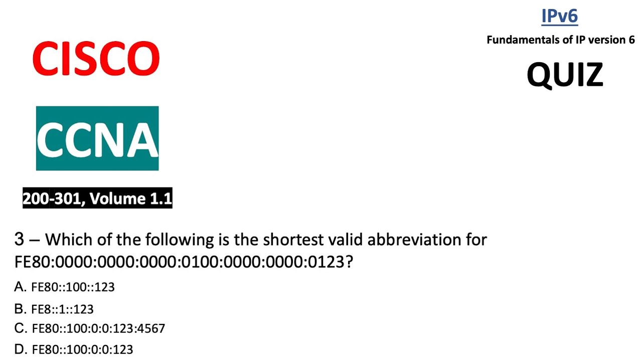 CCNA Quiz - Fundamentals of IPv6