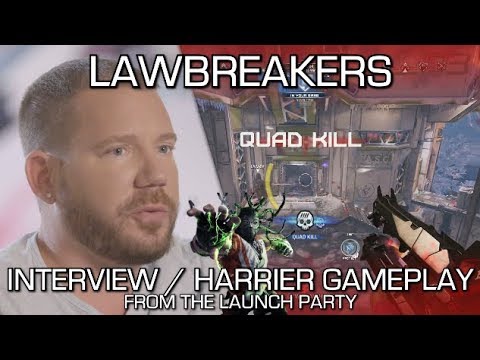 Lawbreakers - Interview w/ CliffyB - New Character Harrier Gameplay - Xbox Release?! (Launch Party) - YouTube