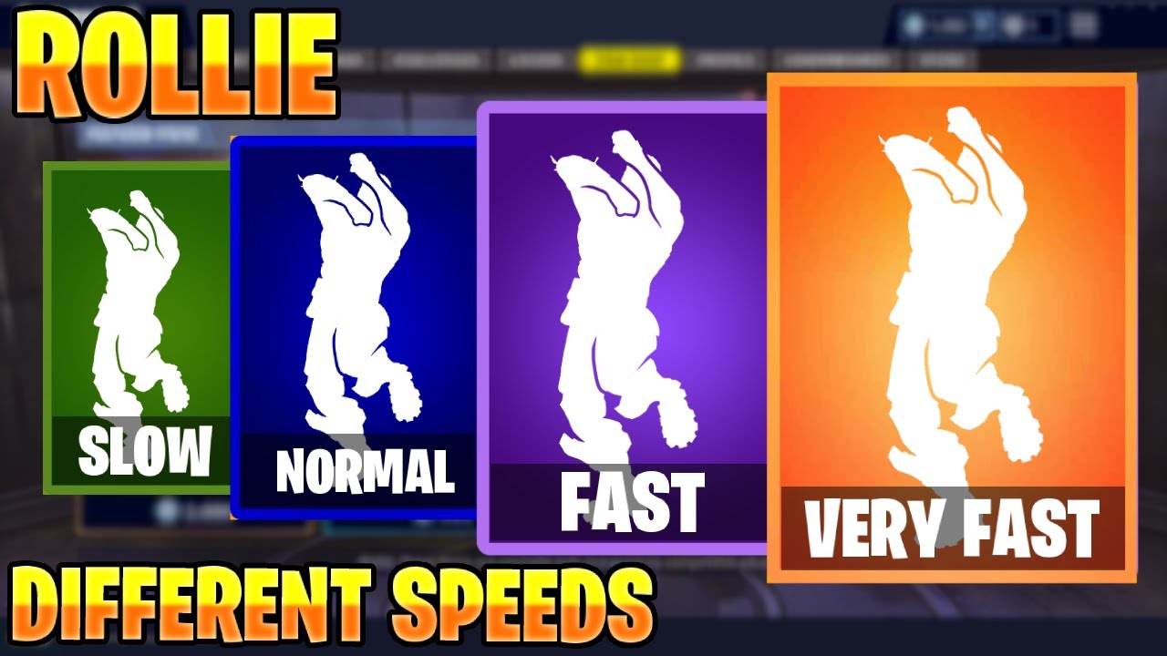 FORTNITE ROLLIE EMOTE AT DIFFERENT SPEEDS! (SLOW, NORMAL, FAST, VERY FAST...)