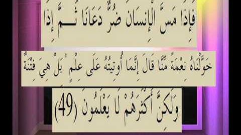 القرآن الكريم سورة الزمر الاية 49