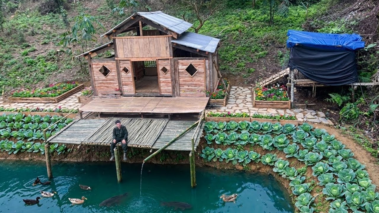 Fish Drying Bamboo Racks Icon Building a Bamboo Drying Rack Over the Fish Pond | 365 Days Building a ...