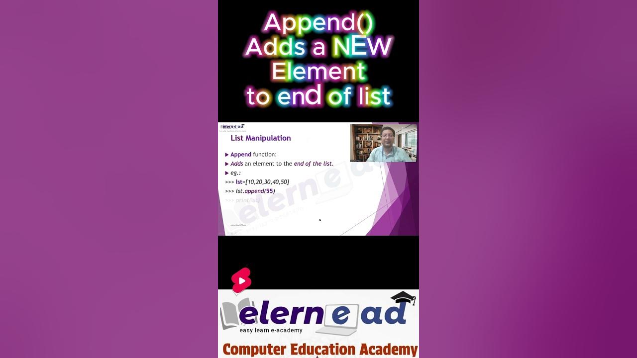List Manipulation: append() to add element at last in #python | Expert ... image.
