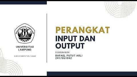 Pengantar Organisasi Komputer | Perangkat Input dan Output