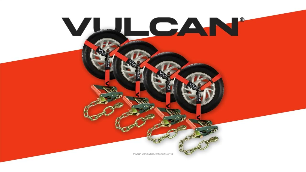 VULCAN Lasso Style Auto Tie Down with Chain Anchors 2 Inch x 96 Inch