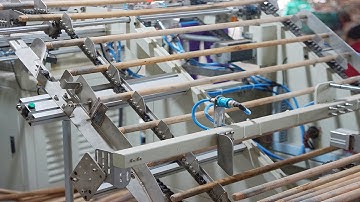 Wood Broom Stick Broom Handle threading assembly euqipment | máquina de ensamblaje de escoba