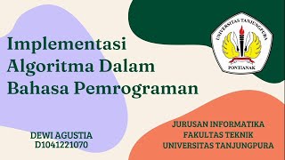 IMPLEMENTASI ALGORITMA DALAM BAHASA PEMROGRAMAN
