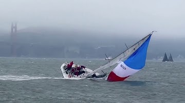 IRC Boat Round Down And Broach Under Spinnaker