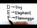 VERY EASY, How to turn letter D E F into cartoon animal