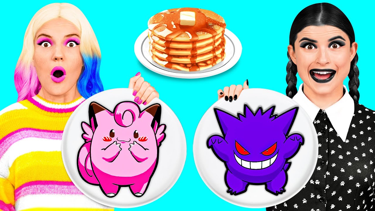 Творческий Челлендж с Блинчиками с Уэнсдей Аддамс | Смешные Ситуации с Едой от AZaZa Challenge