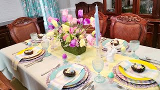 NEW* 2023 Spring Tablescape Ideas | Pastel Colors Tablescape Ideas | #decoratewithme