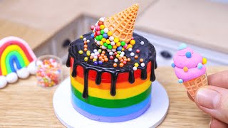 Amazing Rainbow Chocolate Cake Decorated with Ice Cream 🌈😋 Sweet Miniature Cake 🍫 DongAnh Sweet Home