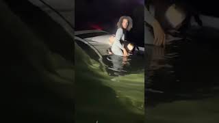 Guy drove into the boat ramp and almost drowned as the car was sinking in Hamilton Ontario