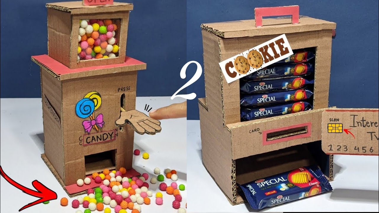 How to make Candy Dispenser and Vending machine with cardboard - YouTube