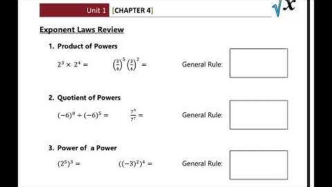 Math10 4.2 Integral Exponents + Exponent Laws