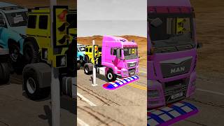 Double Flatbed Trailer Truck vs speedbumps |Busses vs speedbumps #beamngdrive