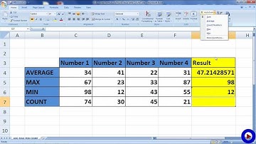 Excel Formula AVERAGE MAX MIN COUNT