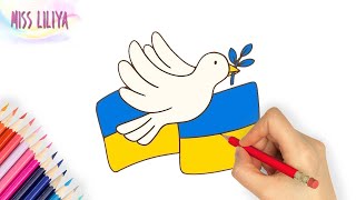 картинка: Як намалювати голуба миру | How to draw a dove of peace | For world peace