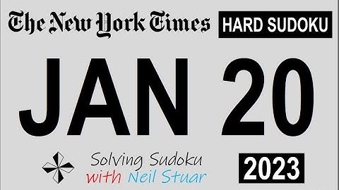 NYT HARD SUDOKU January 20, 2023