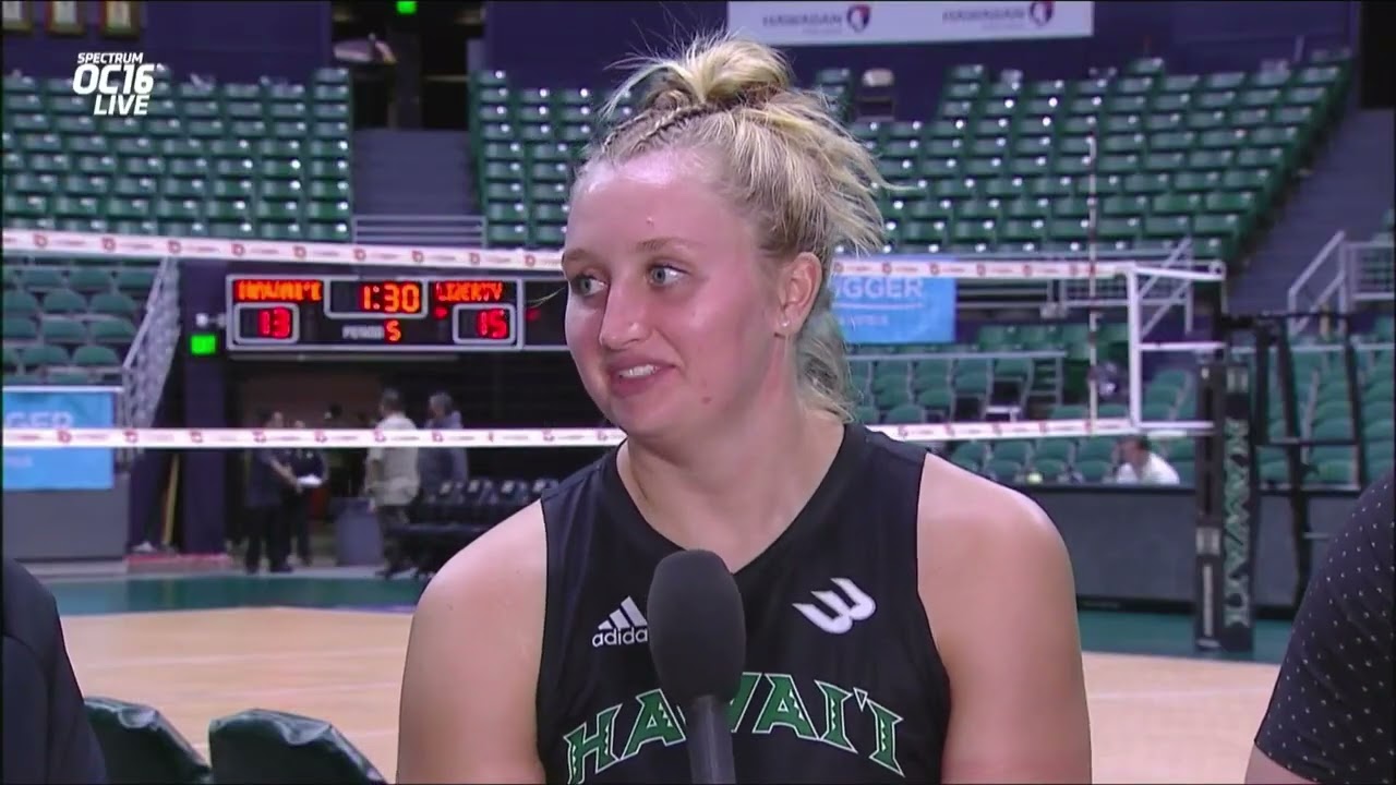 UH Wahine Volleyball, Hawaii vs Liberty post-game show and interview with Kennedi Evans