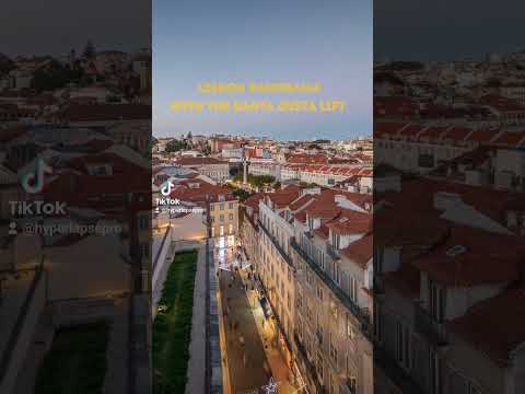 Видео: Lisbon panorama after sunset with famous Santa Justa Lift #timelapse #lisbon #portugal #lisboa #pt