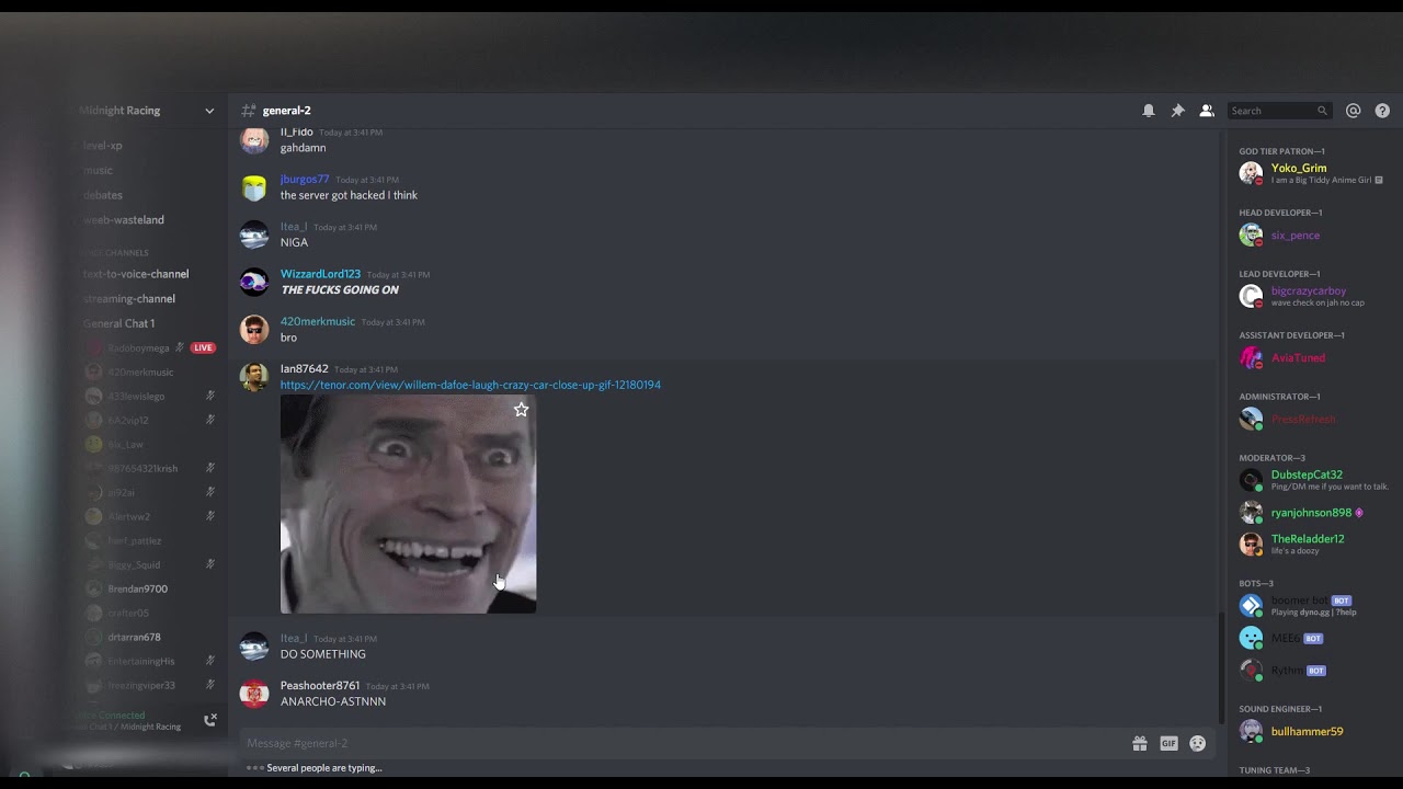 Midnight Racing Discord server raid chaos - YouTube