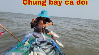 On the way home, the monk unexpectedly saw a hungry fish caught in the net for several seconds