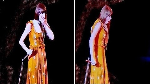 Moment Taylor Swift swallows a BUG onstage at Eras Tour Chicago Concert
