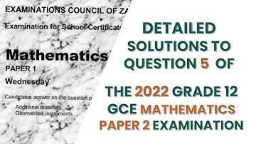 2022 GCE MATHEMATICS P2 SOLUTIONS Q5