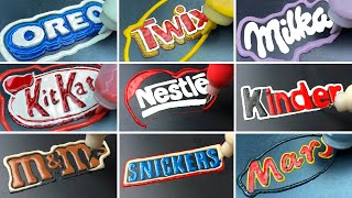 10 Famous Chocolate Brands Logos Pancake Art  Oreo, Twix, M&M’s, Snickers and others