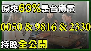 0050＋009816＋台積電，杉本到底持有多少「2330」？持股、成本、績效全公開!