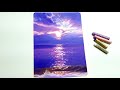 Oil pastel drawing landscape Sunset Sea / Drawing with oil pastel 오일파스텔