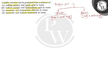 A buffer solution can be prepared from a mixture of : (a) sodium acetate and acetic acid in wate...