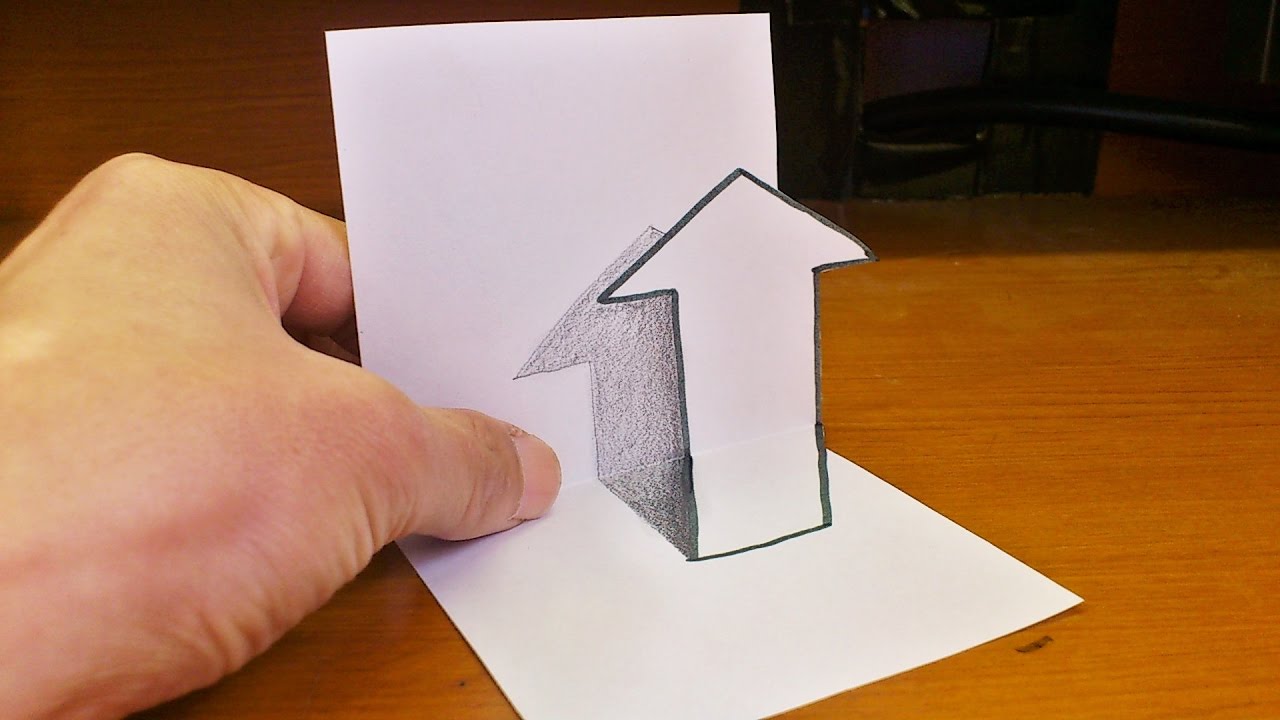 Very Easy!! How To Draw 3D Arrow for Kids - Anamorphic Illusion - 3D