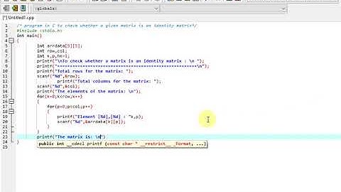 program in C to check whether a given matrix is an identity matrix