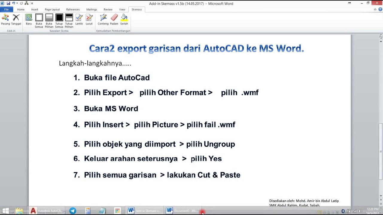 AutoCAD to ms Word - YouTube