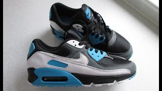 Nike Air Max 90 Reverse Laser Blue 2020 Trainers Shoes Sneakers, Latest Nike, On Feet. CT0693-001
