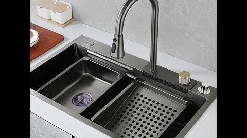 Chậu rửa bát 1 hố Inox SUS 304 nano Miken MKRB-7546GR | màu ghi xám, vòi chảy thác