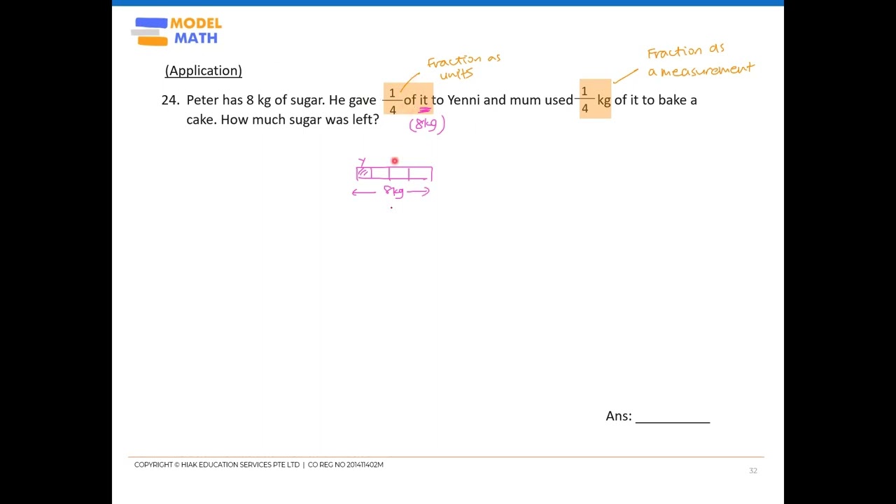 Primary 5 Math Tuition : Fraction as units vs as measurement - YouTube