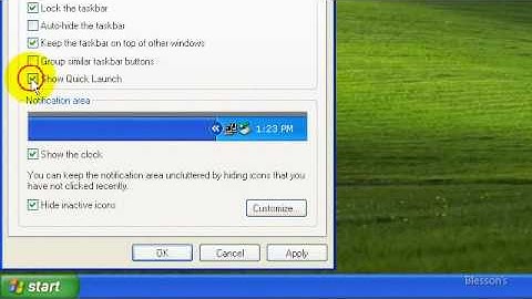 Windows XP: Display the Quick Launch Bar on the Taskbar