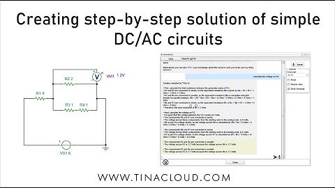 AI tools in TINACloud: Creating step-by-step solution of simple DC/AC circuits