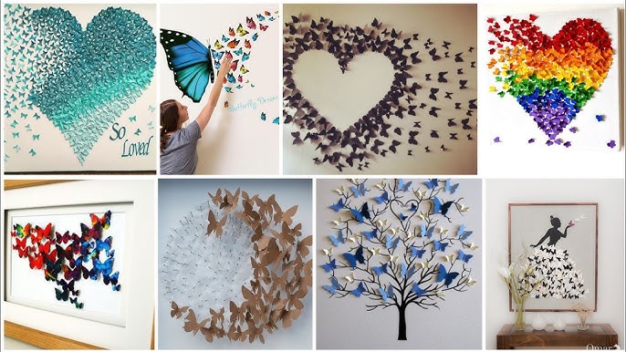 DIY Room wall decoration ideas with paper/Butterfly decorations idea/Paper  art/Butterfly decorations 