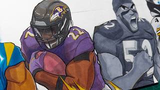 Drawing STRONGEST NFL Players! #nfl 💪🏾🏈