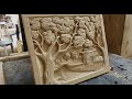 Wood carving Asian landscape_Time lapse