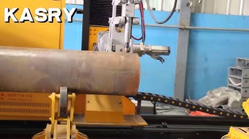 5 axis big diameter round pipe cut hole show