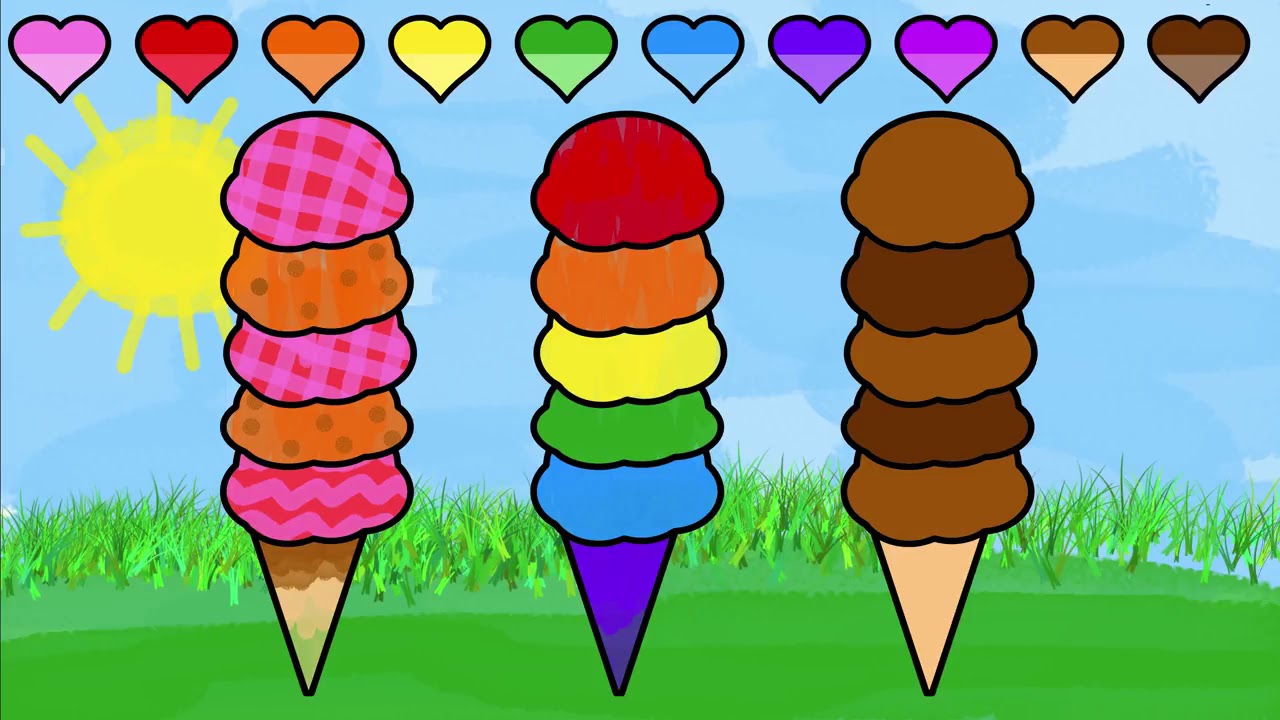 [Brand TV]How to draw Ice Cream Coloring Page | Art Colors & drawing