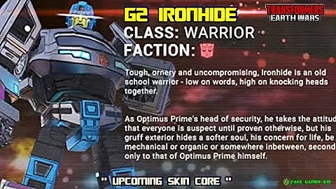 G2 IRONHIDE - UPCOMING NEW SKIN CORE | Transformers: Earth Wars