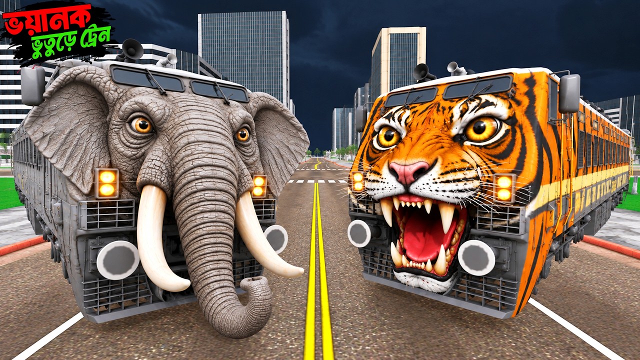 ভয়ংকর Tiger Train Vs Horror Elephant Train | Horror Train Attack | Indian Bike Driving 3D