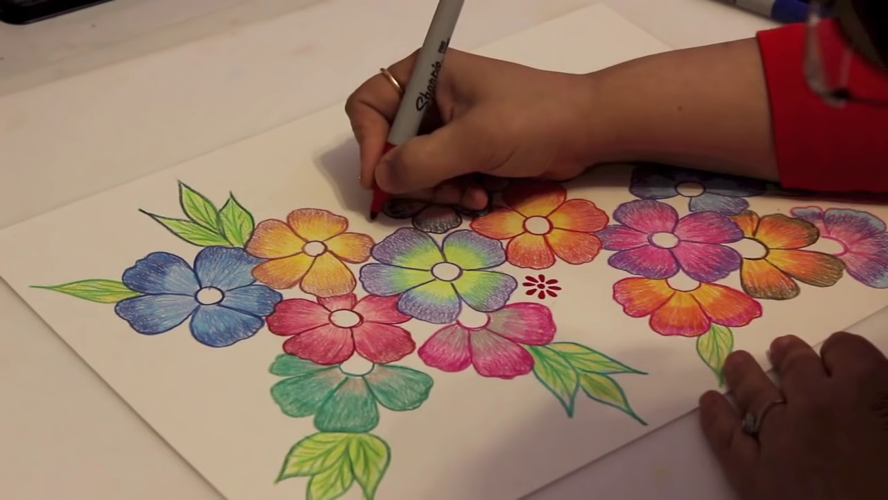 Gradient Flowers - Color Pencil Tutorial - YouTube