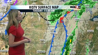 Cold front pushing through the region Monday night